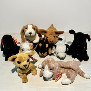 DOGS!! Group of 9 Ty Beanie Babies Dogs